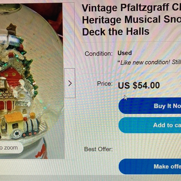 Vintage Pfaltzgraff "Heritage Station" Christmas musical snow globe - Picture 7 of 7